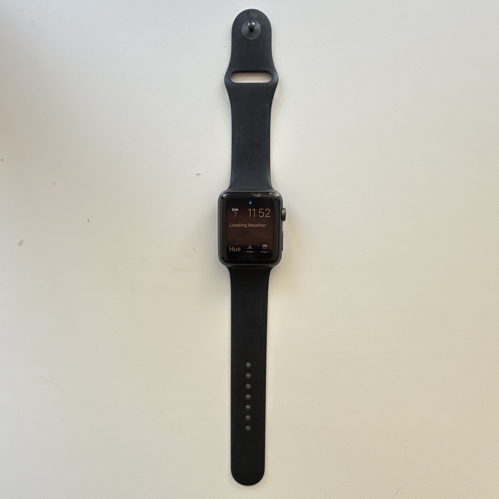 Apple Watch Series 1 42mm Gray Aluminum Case Black Silicone Band 8GB