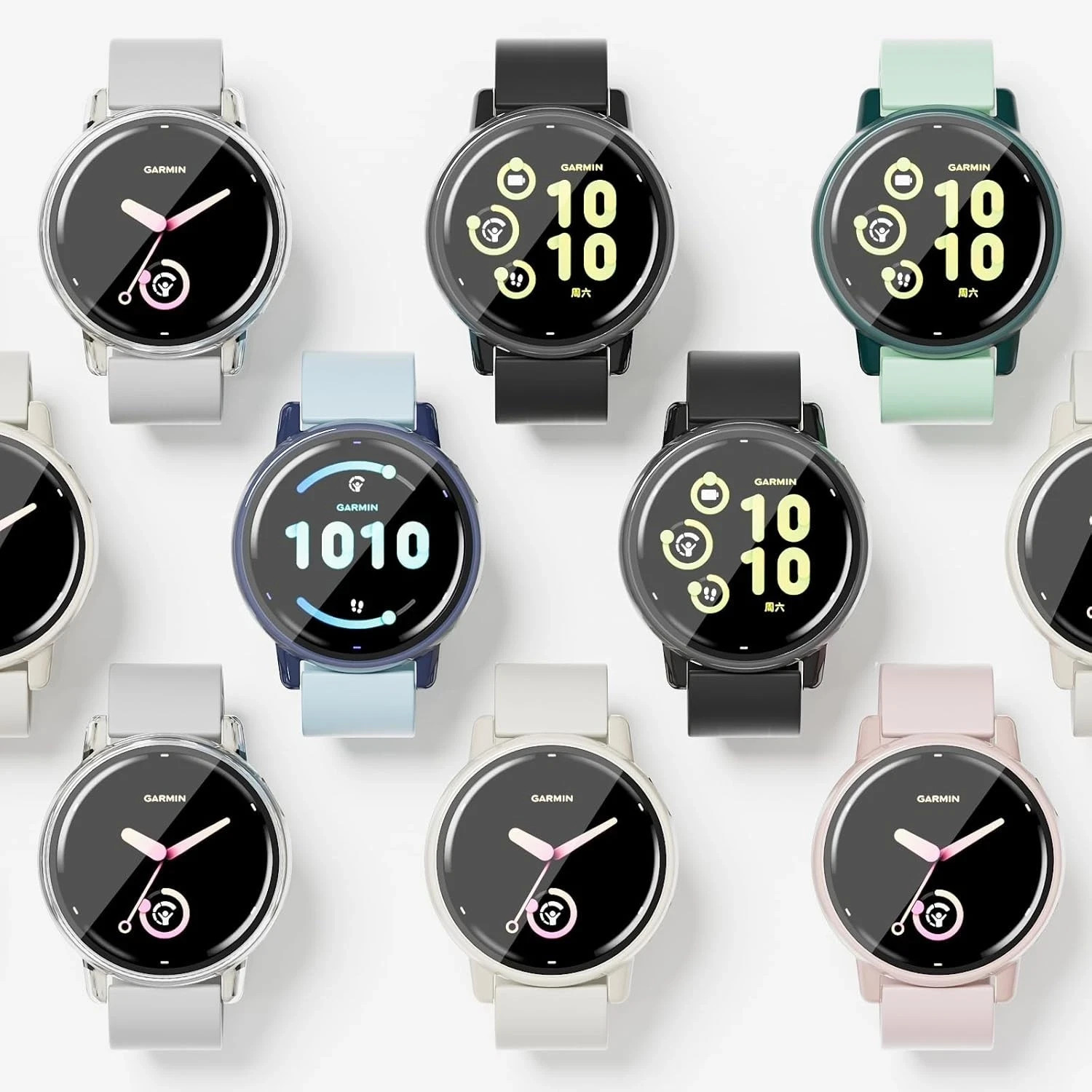2Pc Hard Clear Screen Protector Case Cover for Garmin Vivoactive 5 Smart Watches
