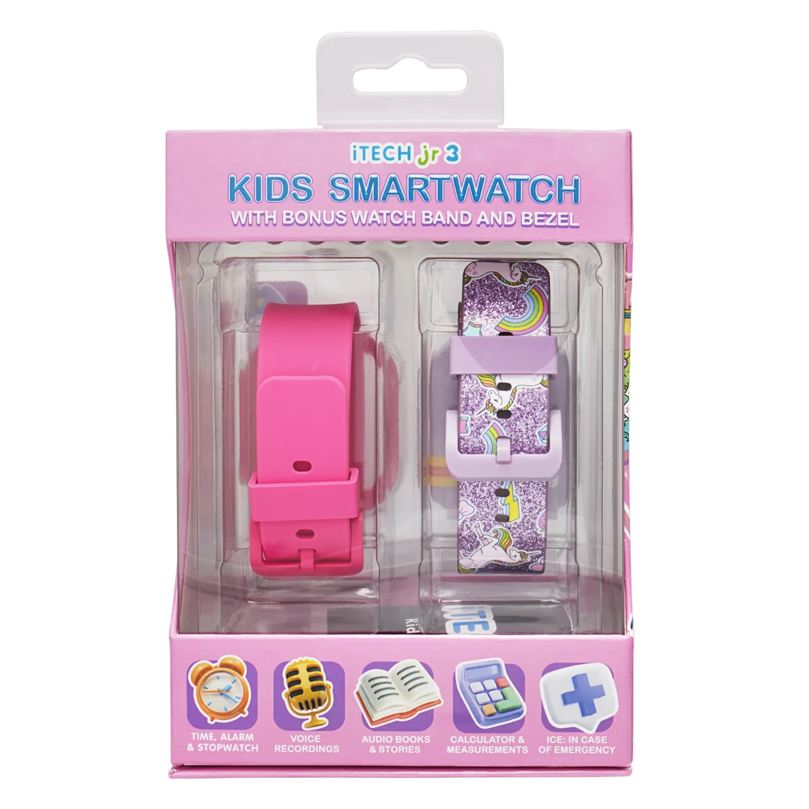 iTech Jr 3 Kids Smartwatch Unicorn Glitter Bluetooth Toy Watch Bonus Strap Bezel