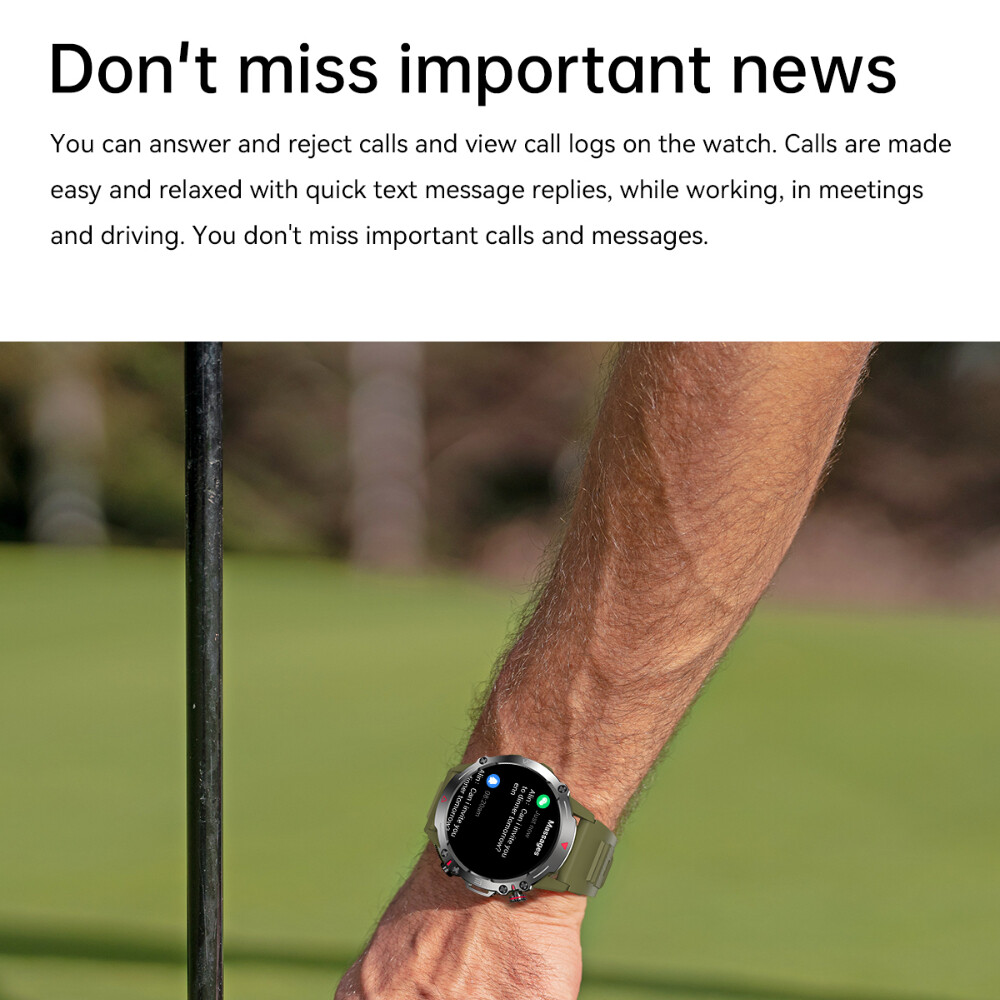 2025 Military AMOLED Smart Watch Bluetooth Call NFC Rugged Sport Fitness Tracker