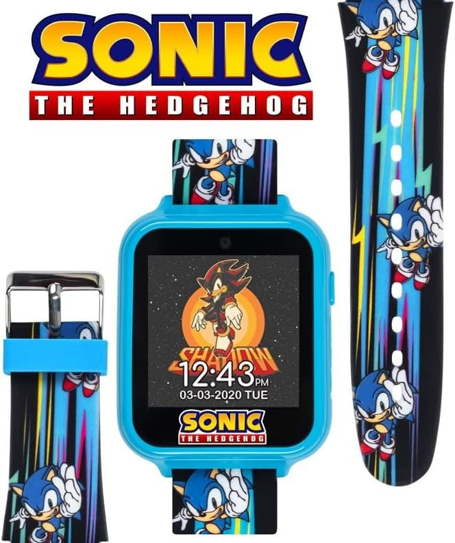 Accutime Sonic the Hedgehog Kids Smart Watch Blue Sonic Interactive Touchscreen