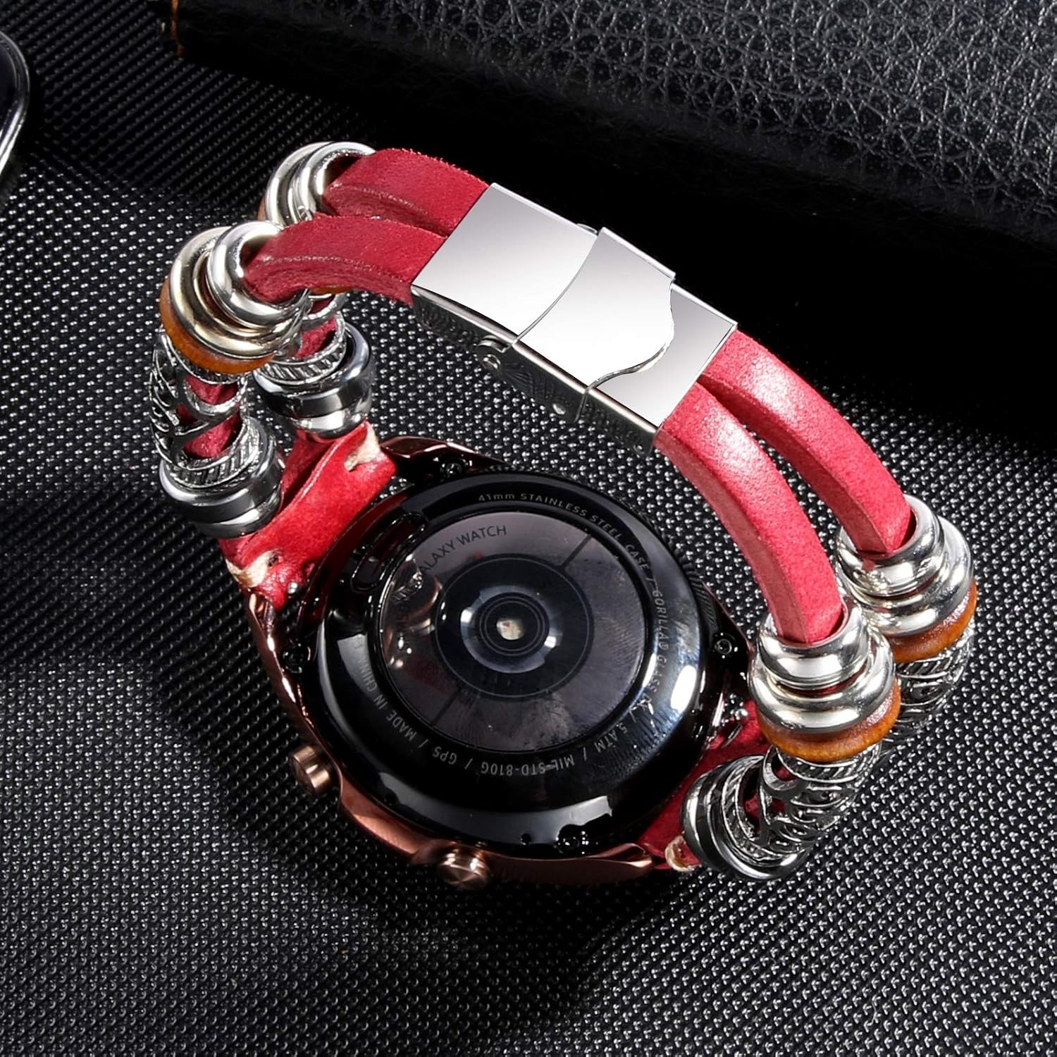 Case For Samsung Galaxy Watch 7/FE/6/5/4/3/Active 2/Garmin Venu 20mm Leather Str