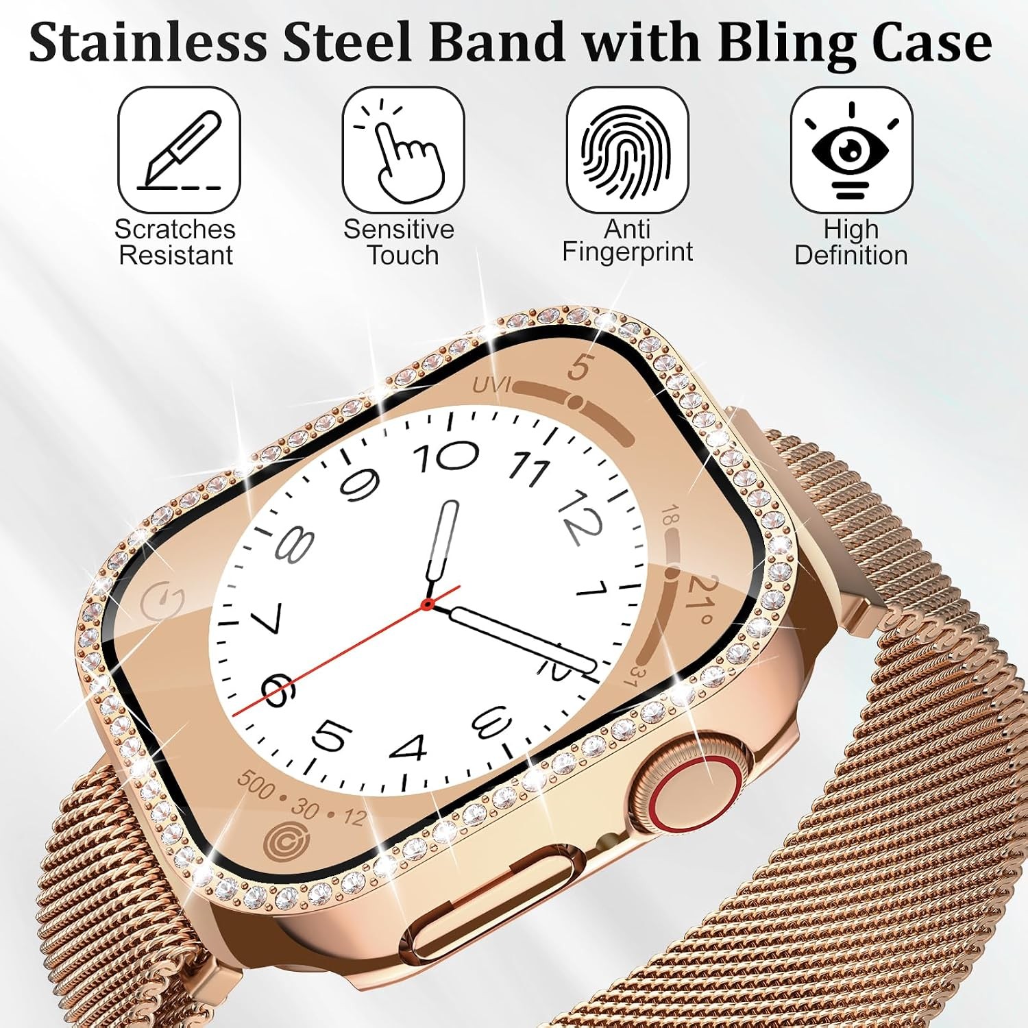 Stainless Steel Mesh Loop Case for Apple Watch 38mm 40mm 41mm 42mm 44mm 45mm 46m