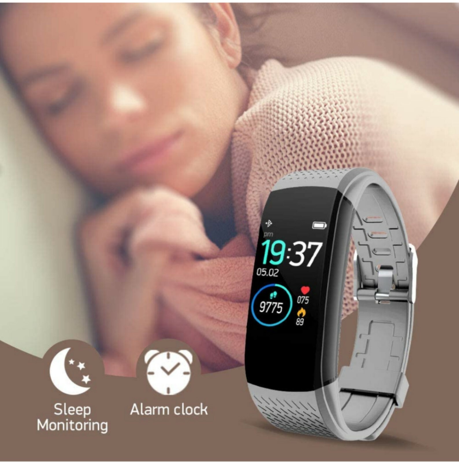 WalkerFit Fitness Tracker Heart Rate, Sleep Activity Monitor, Pedometer Gray #18