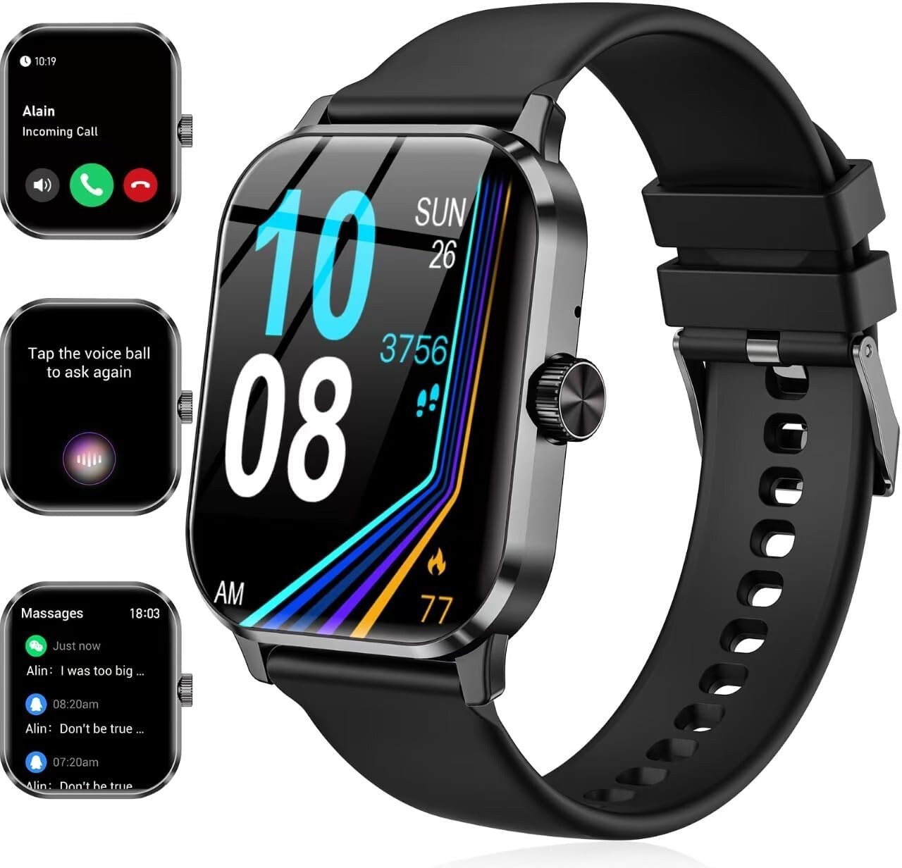 Smart Watch for Men and Women, 1.96″ HD Fitness Tracker with Bluetooth Calls