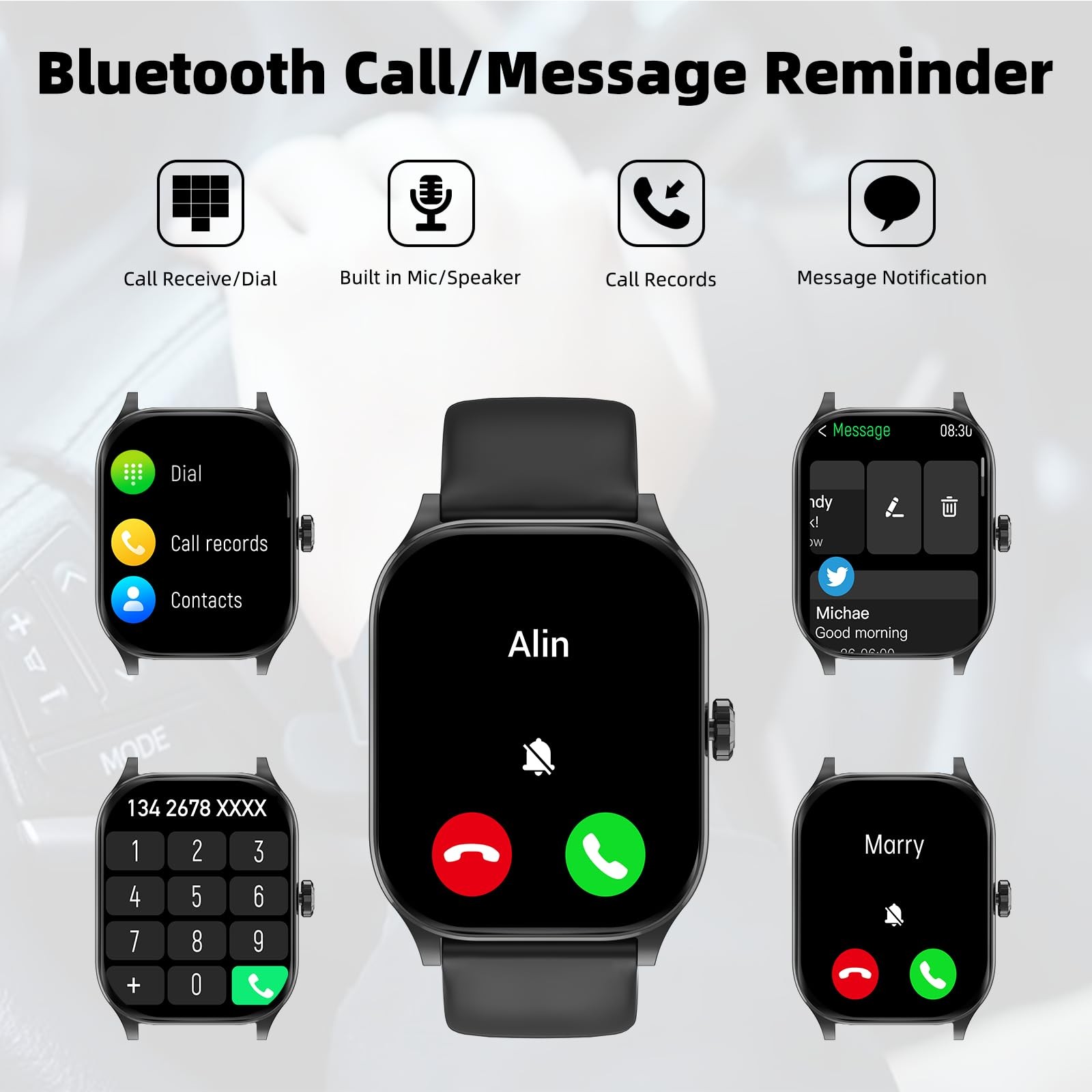 Smart Watch (Answer/Make Call), 2.01″ Smartwatch for Android Phones and iPhone