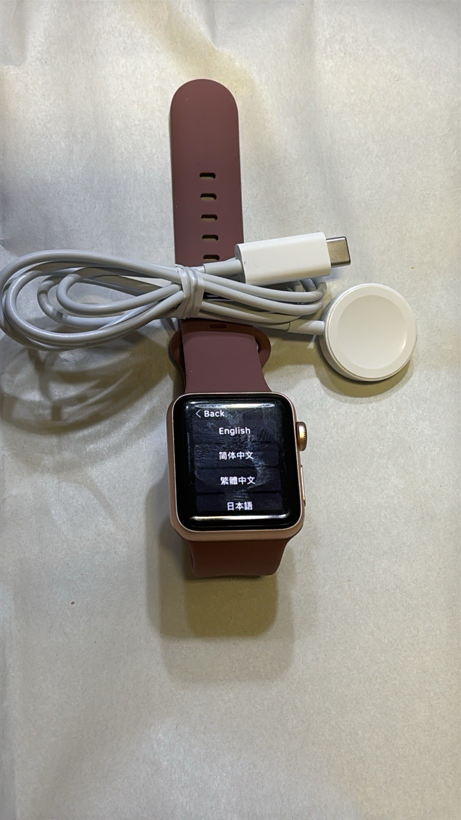 Apple Watch Series 3 GPS Unlocked 38mm Rose Gold Case Pink Band