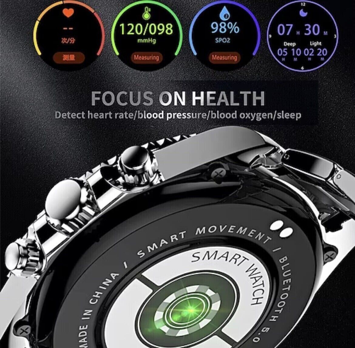 Mi6 ® Luxury Smart watch Bluetooth Android Apple call message display USA ship