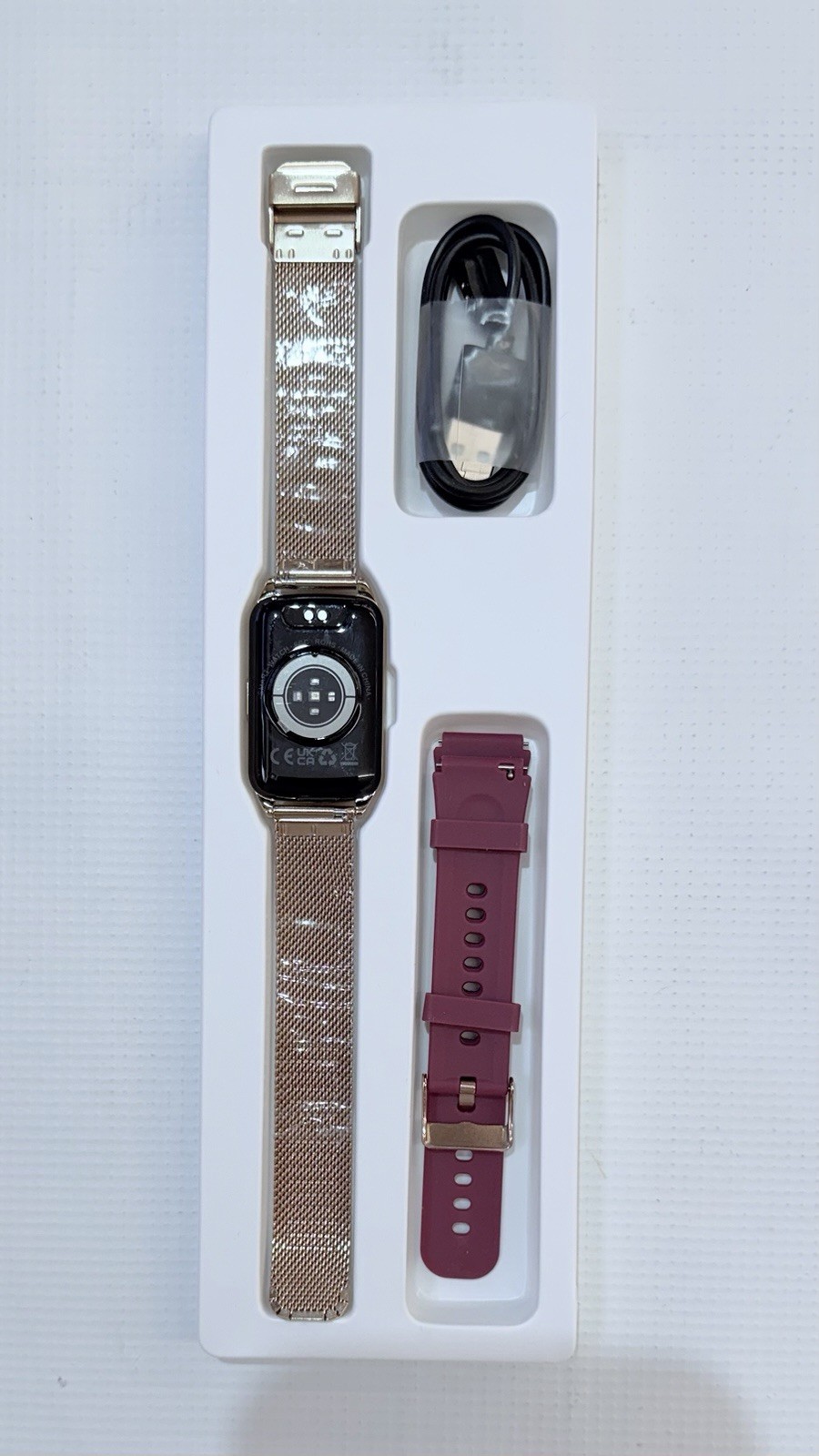 Smart Watch Fitness Tracker P121 Gold Mesh Band Heart Rate Monitor