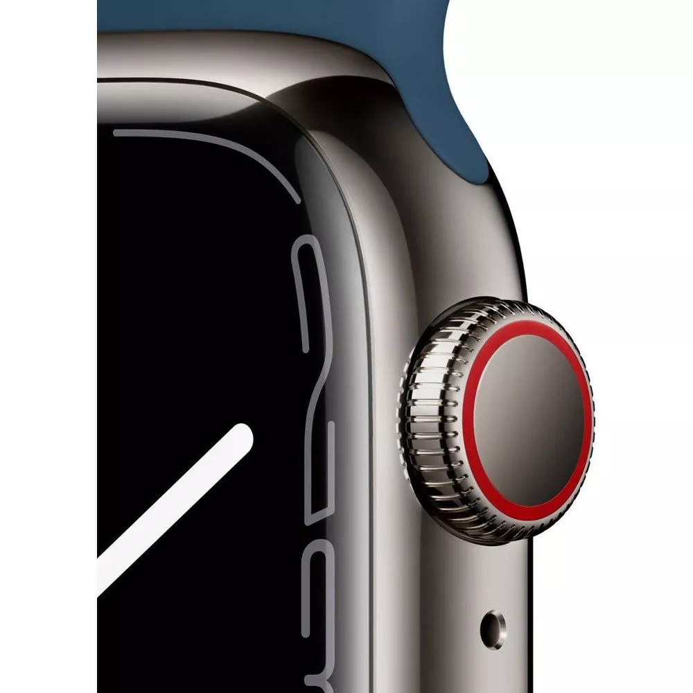 Apple Watch Series 7 GPS+LTE 45MM Graphite Stainless Steel Case Abyss Blue Band