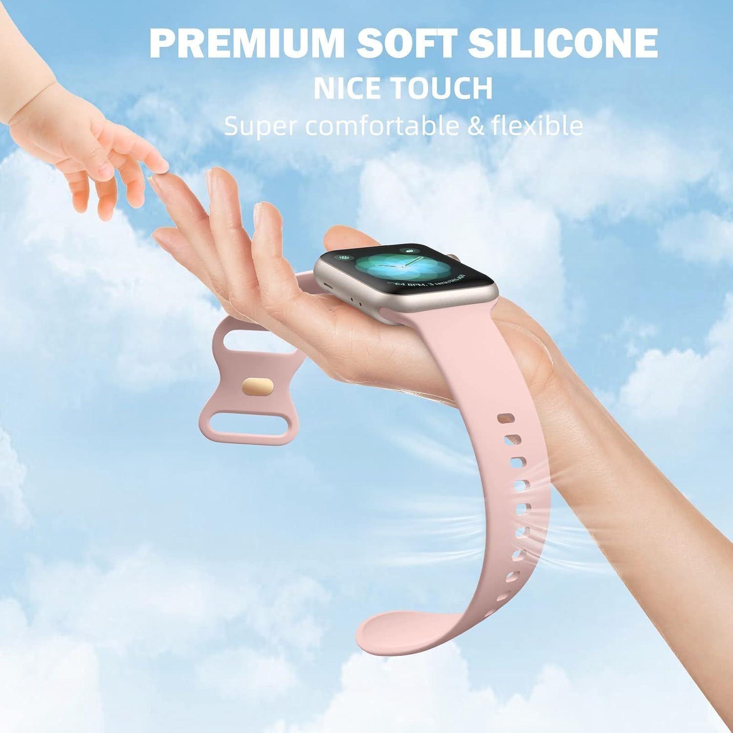 6-Pack of Flexible Silicone Bands for Apple Watch Series 7 38mm 40mm Compatible