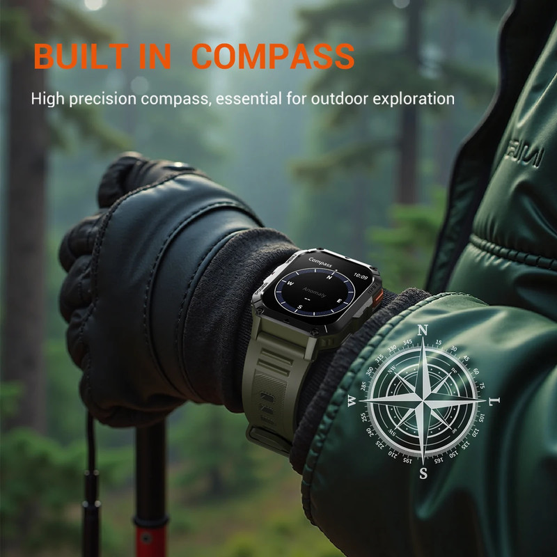 Tactical smart watch Men With Flashlight 900mAh 20 Days Battery Fitness Tracker