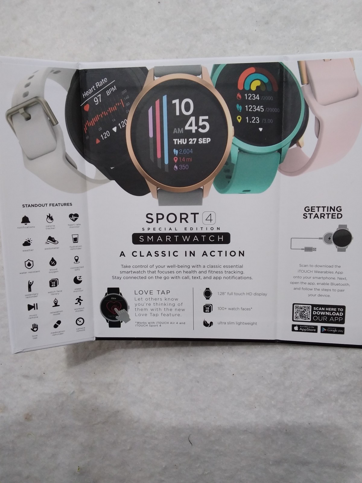 iTOUCH Wearables Sport 4 Smartwatch Special Edition Crystals Gold Band 41mm NIB