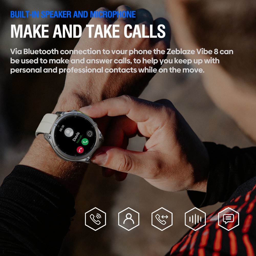 Zeblaze VIBE 8 Voice Call Smart Watch 1.43″ AMOLED Display Sapphire Sport Watch