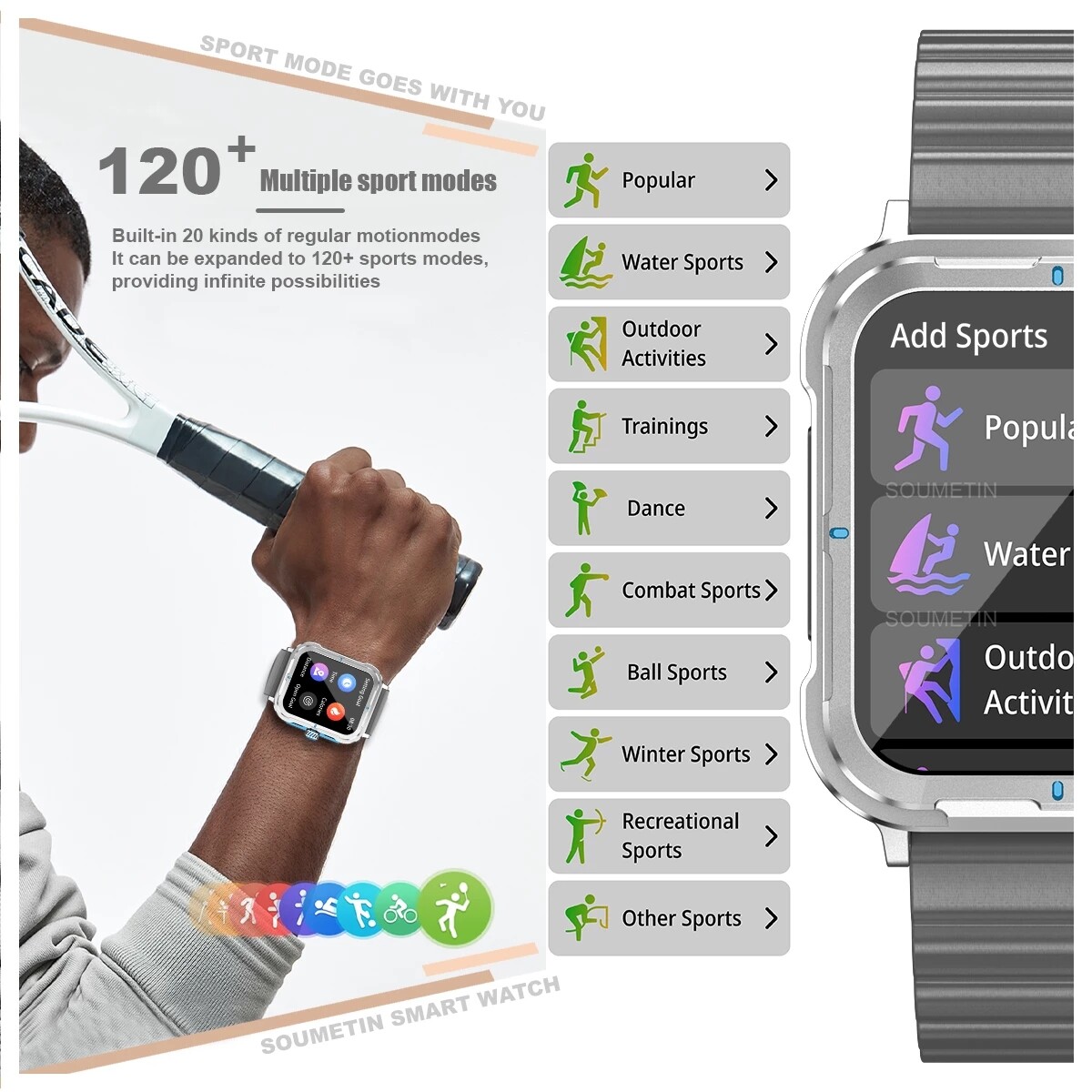 Fitness Sports Watches for Men Women Smart Watch Bluetooth Call 1.83 inch Screen