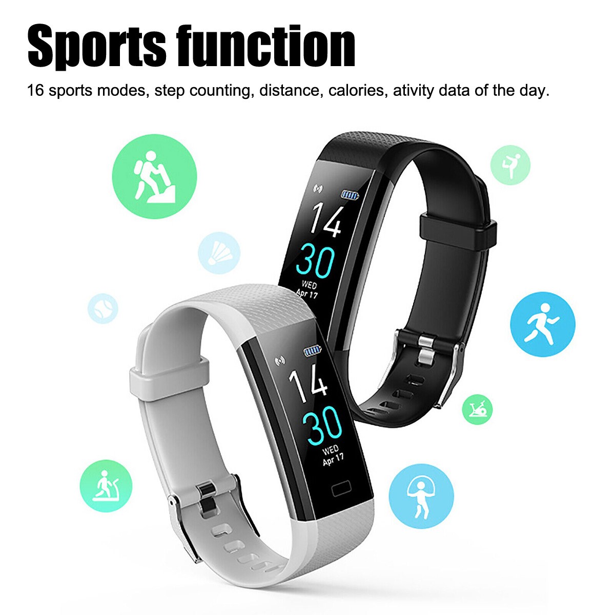 Smart Watch w/Heart Rate Oxygen Blood Pressure Fitness Tracker Activity Sport US