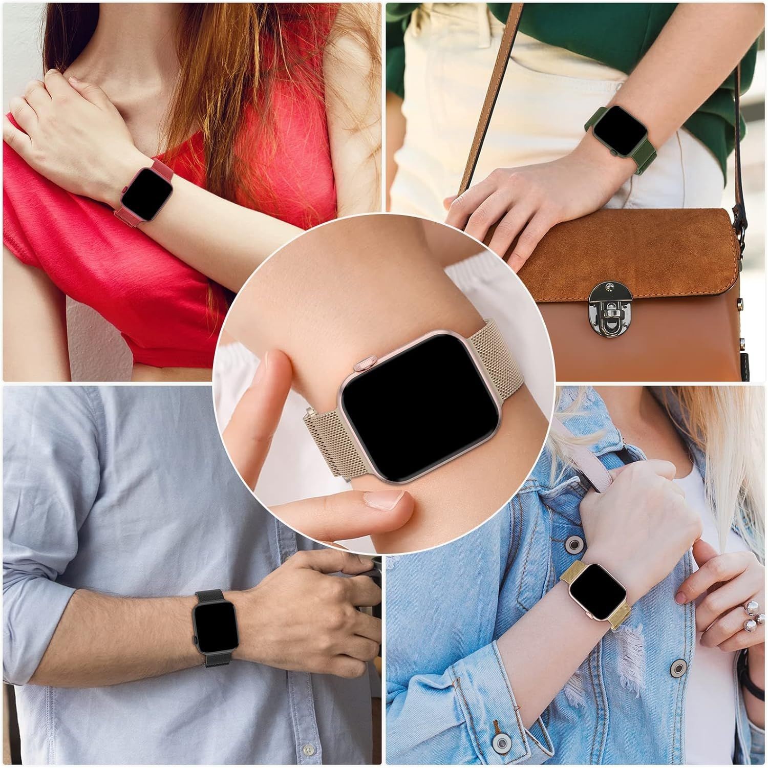3 Pack Metal Mesh Bands for Apple Watch 38mm 40mm 41mm 42mm 44mm 45mm 46mm 49mm