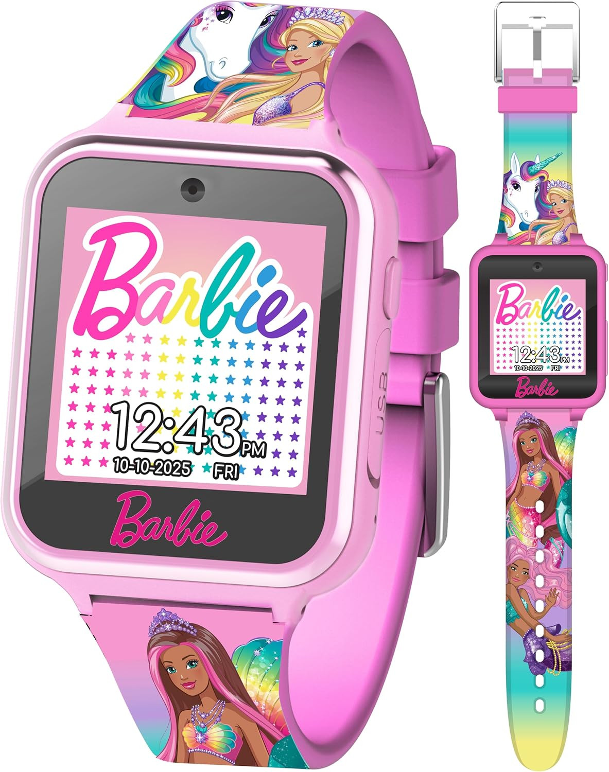 Barbie Kids Smartwatch – Interactive Fun with 10 Watch Faces, Camera, Games, Ala