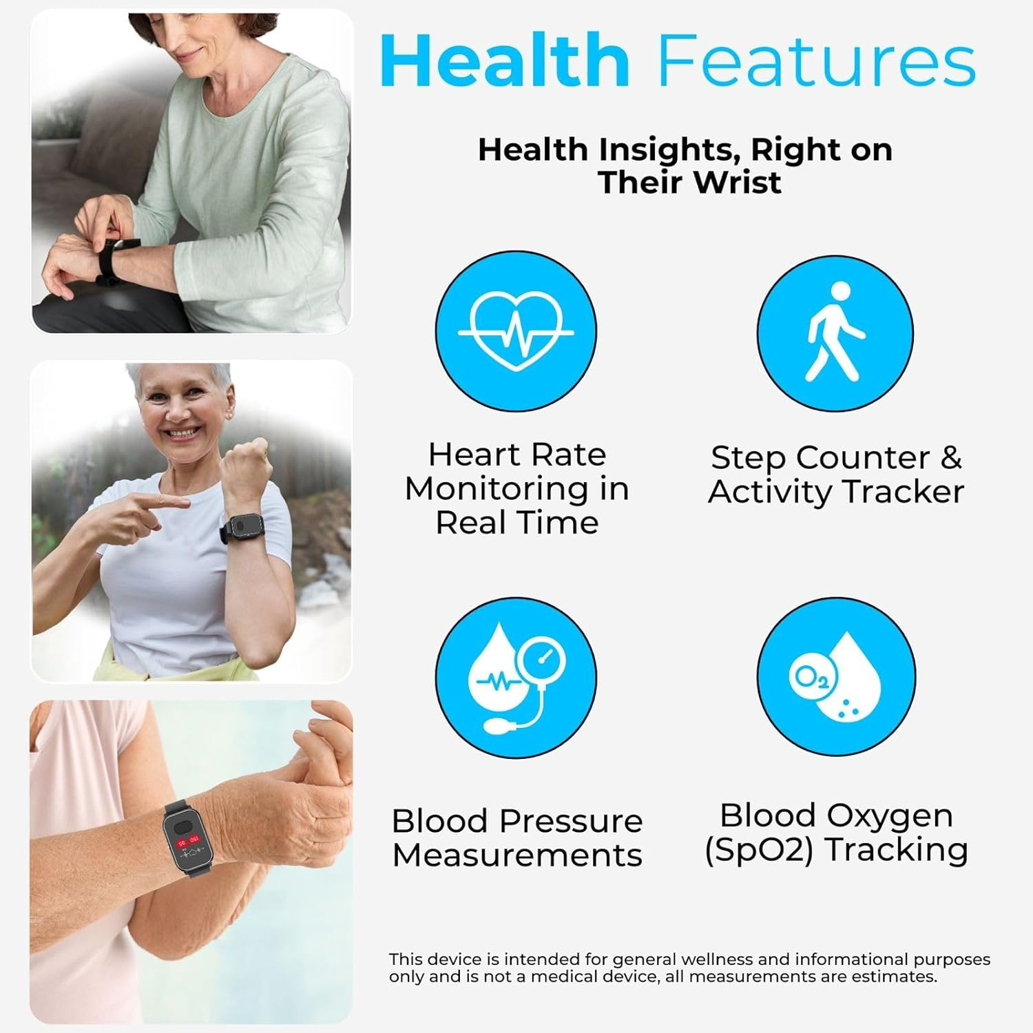 Cellular Medical Alert Smartwatch for Seniors with Fall Detection, GPS Tracking,