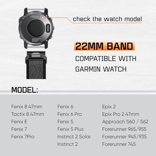 Quickfit Nylon Loop Band Compatible with Garmin Fenix 7/6/5 Series and Forerunne