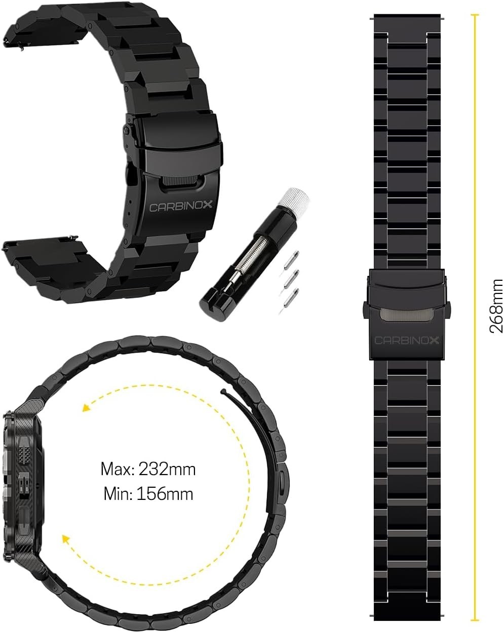 Luxury 22mm Stainless Steel Smartwatch Band – Elegant & Secure for Any Occasion