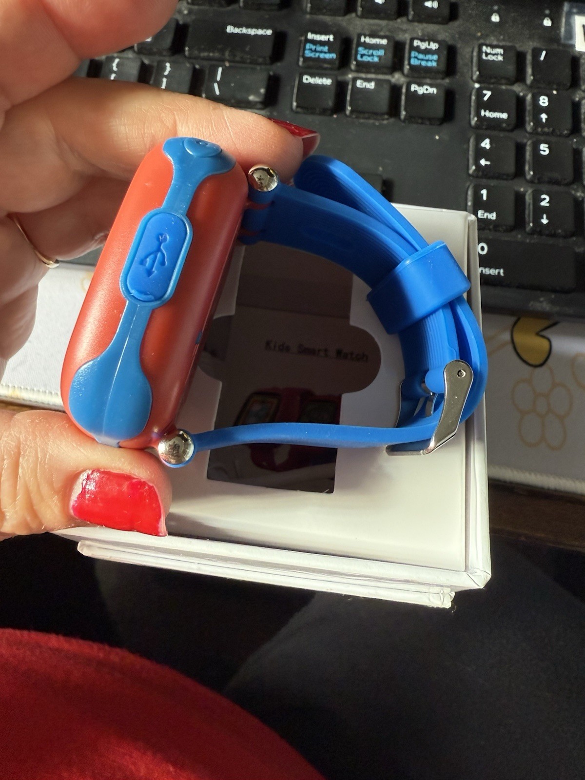 Watch blue kids, smart watch w games, pedometer camera rechargeable new voice re