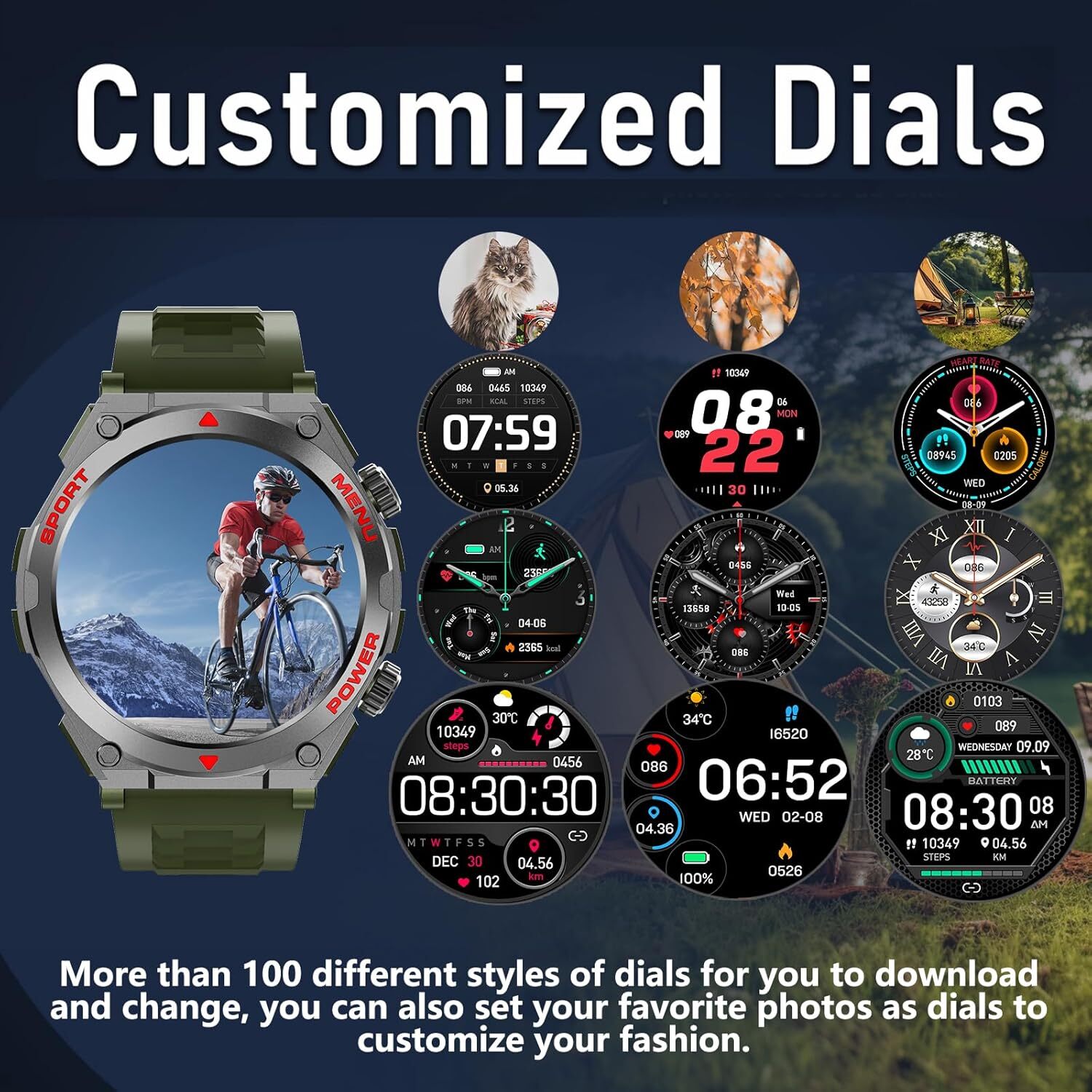 Military Smart Watch Make Call Heart Rate Waterproof for Google Pixel 9 9 Pro