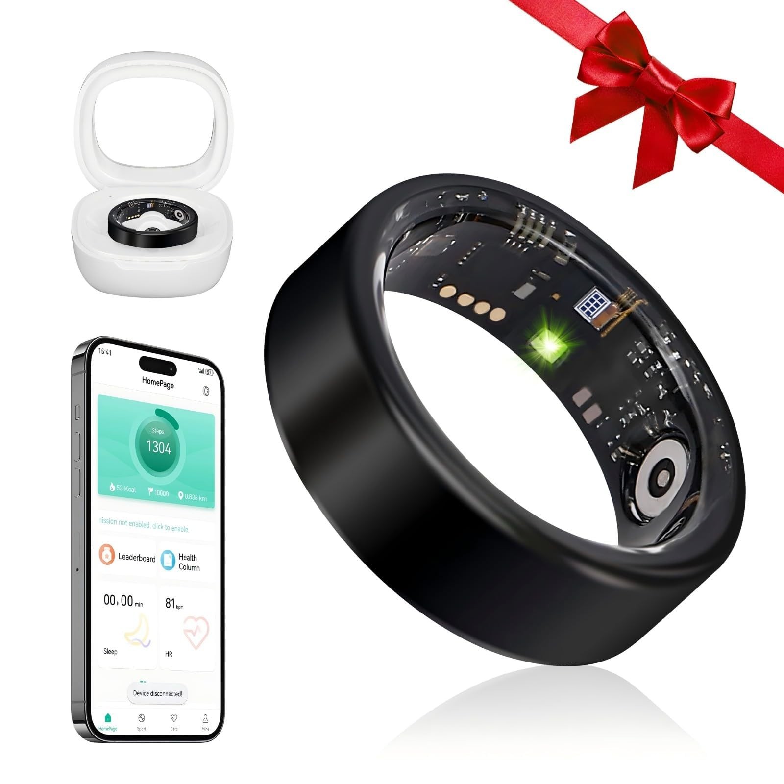 YULUCKGO Smart Ring Health Tracker, IP68, No Subscription Fee – Size 10#