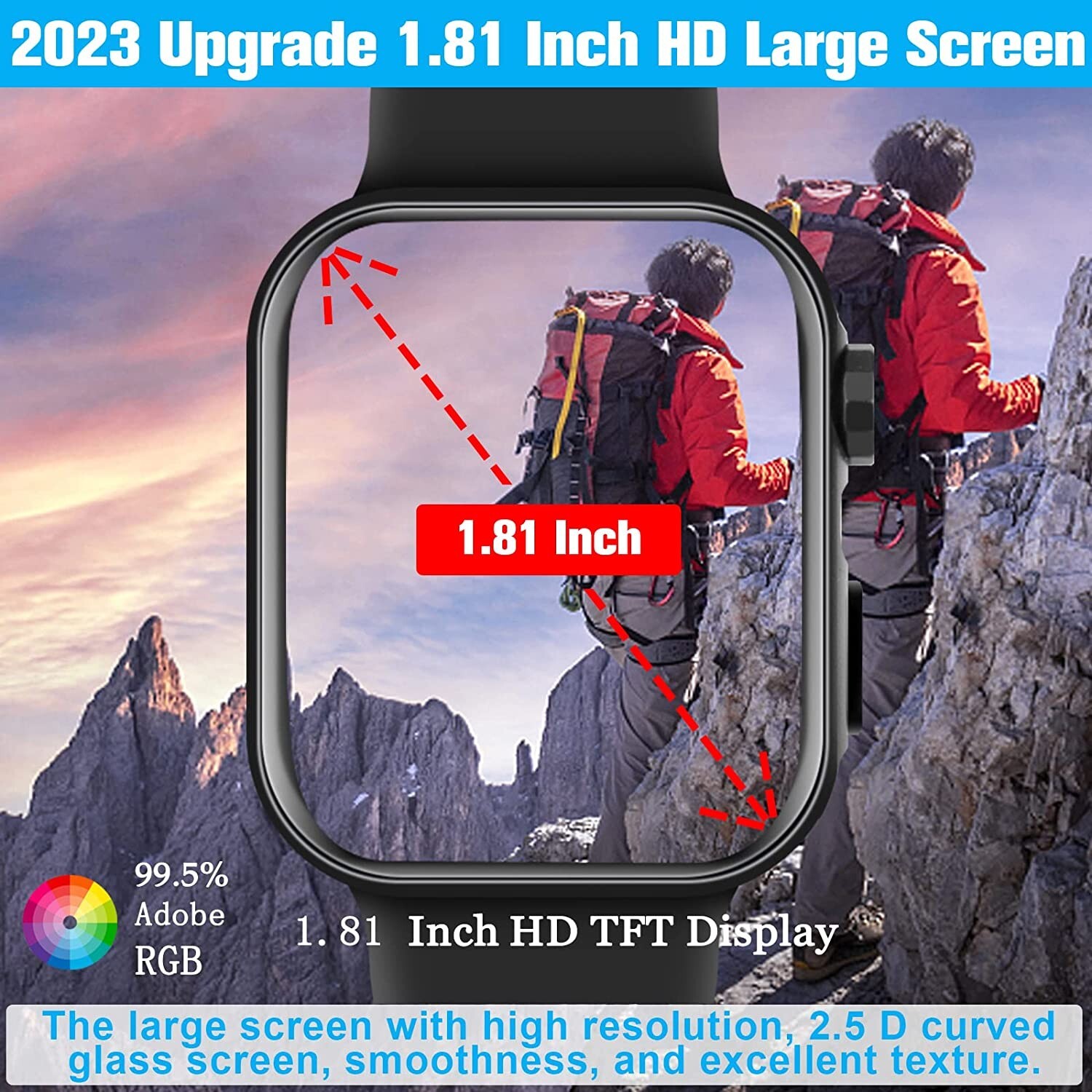Smart Watch Android IOS 1.81 FullTouch Answer/Make Call/Heart Monitor Waterproof