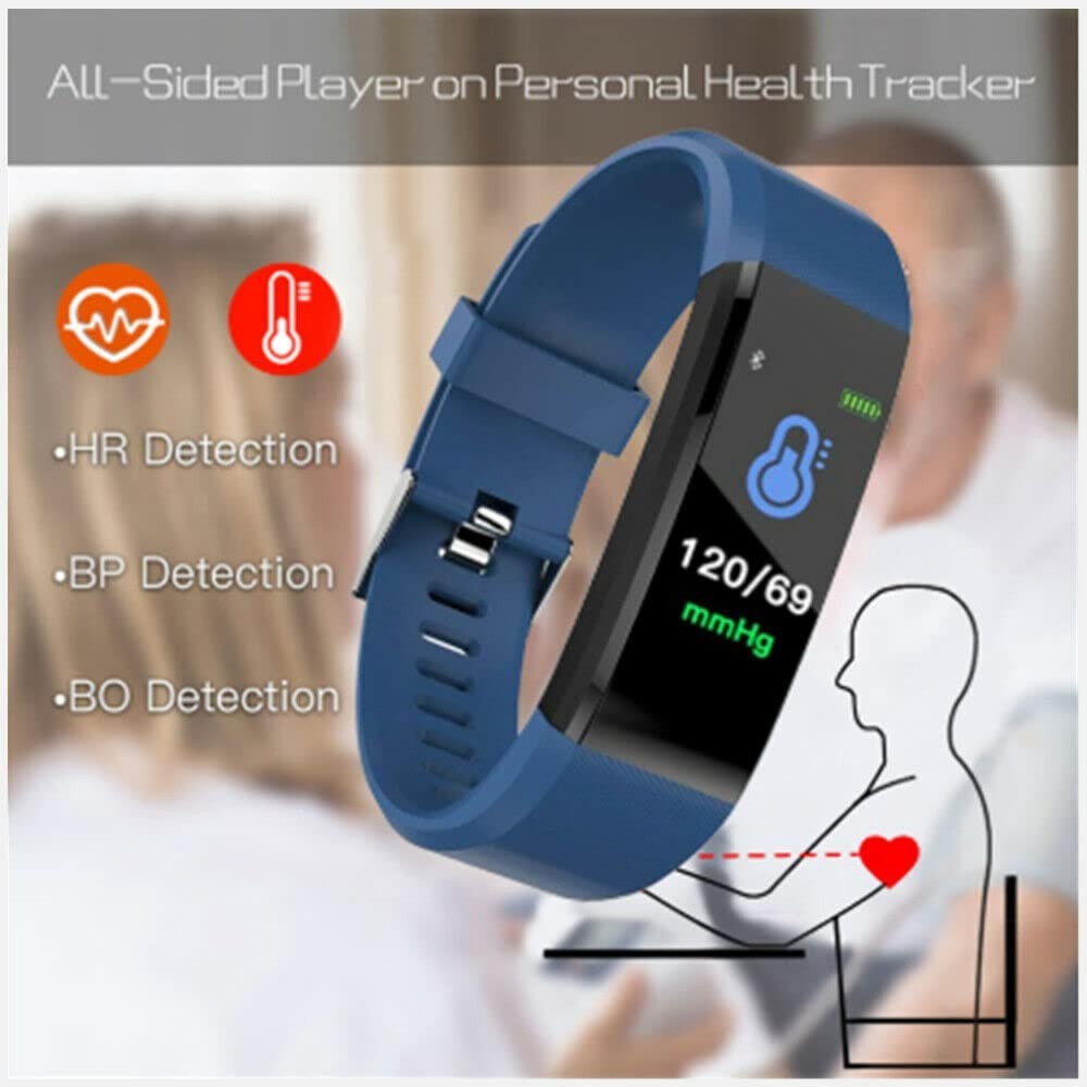 Fitness Tracker Blood Pressure Heart Rate Bluetooth Smart Watch for Men Women