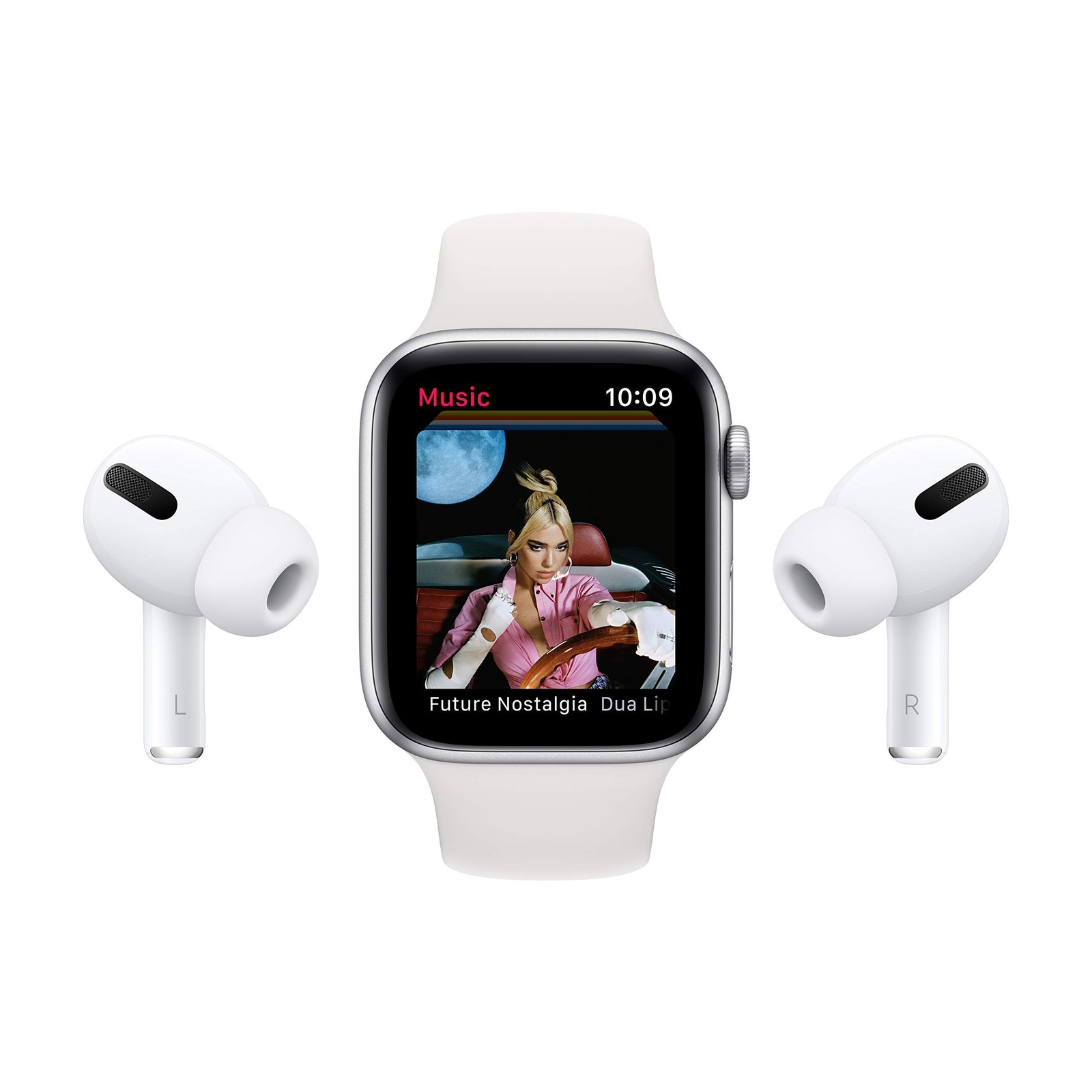 Apple Watch SE GPS 44mm Silver Aluminum Case with White Sport Band Silver