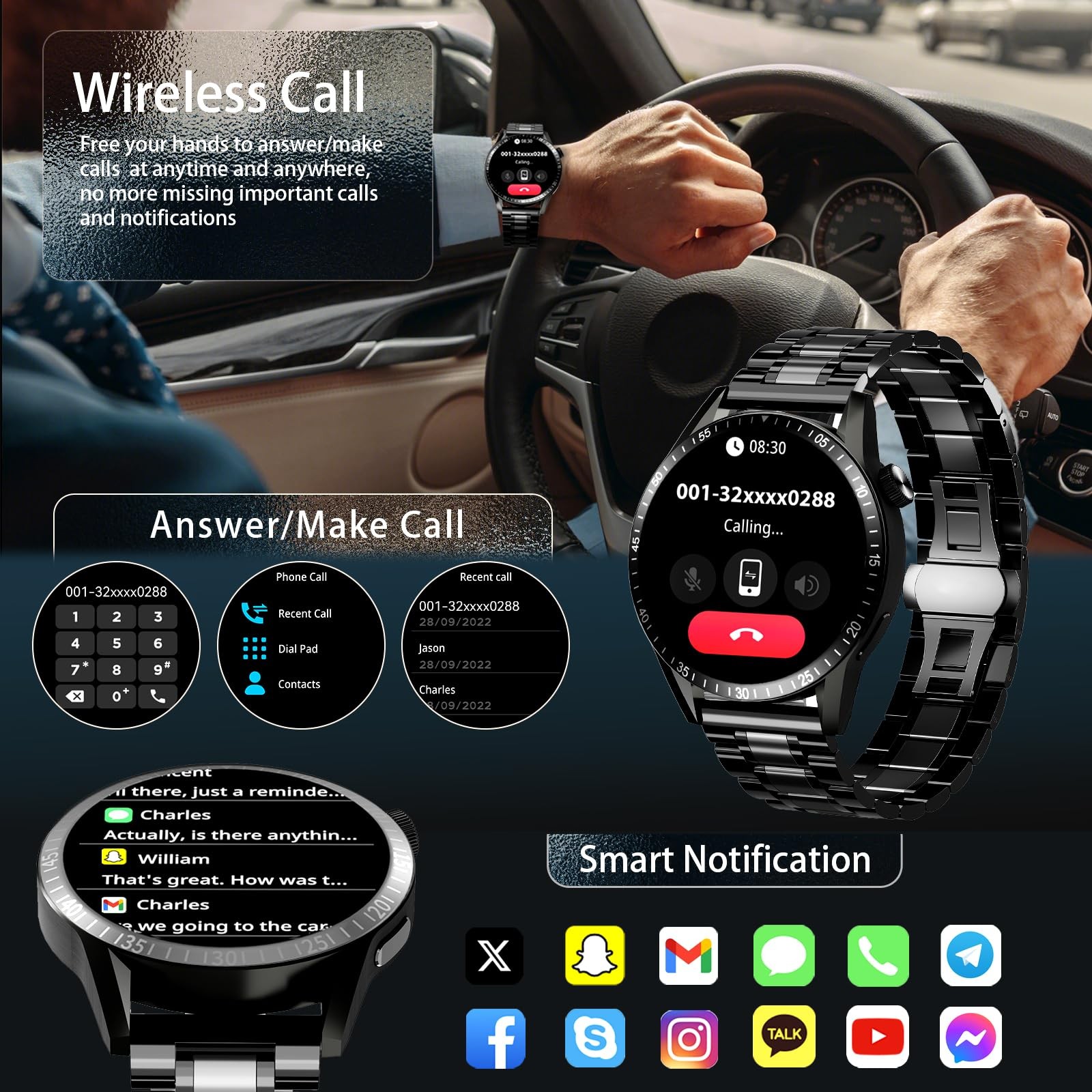 for Men, 1.39″ HD Display, 190+ Sports