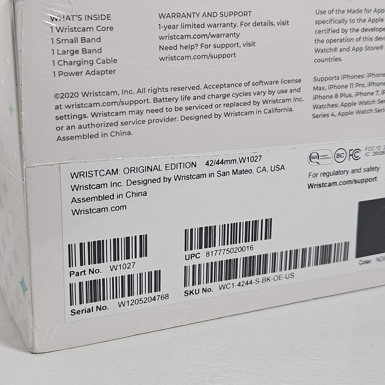 Wristcam For Apple Watch 42/44 mm Dual Cameras W1027 Original Edition NEW Sealed