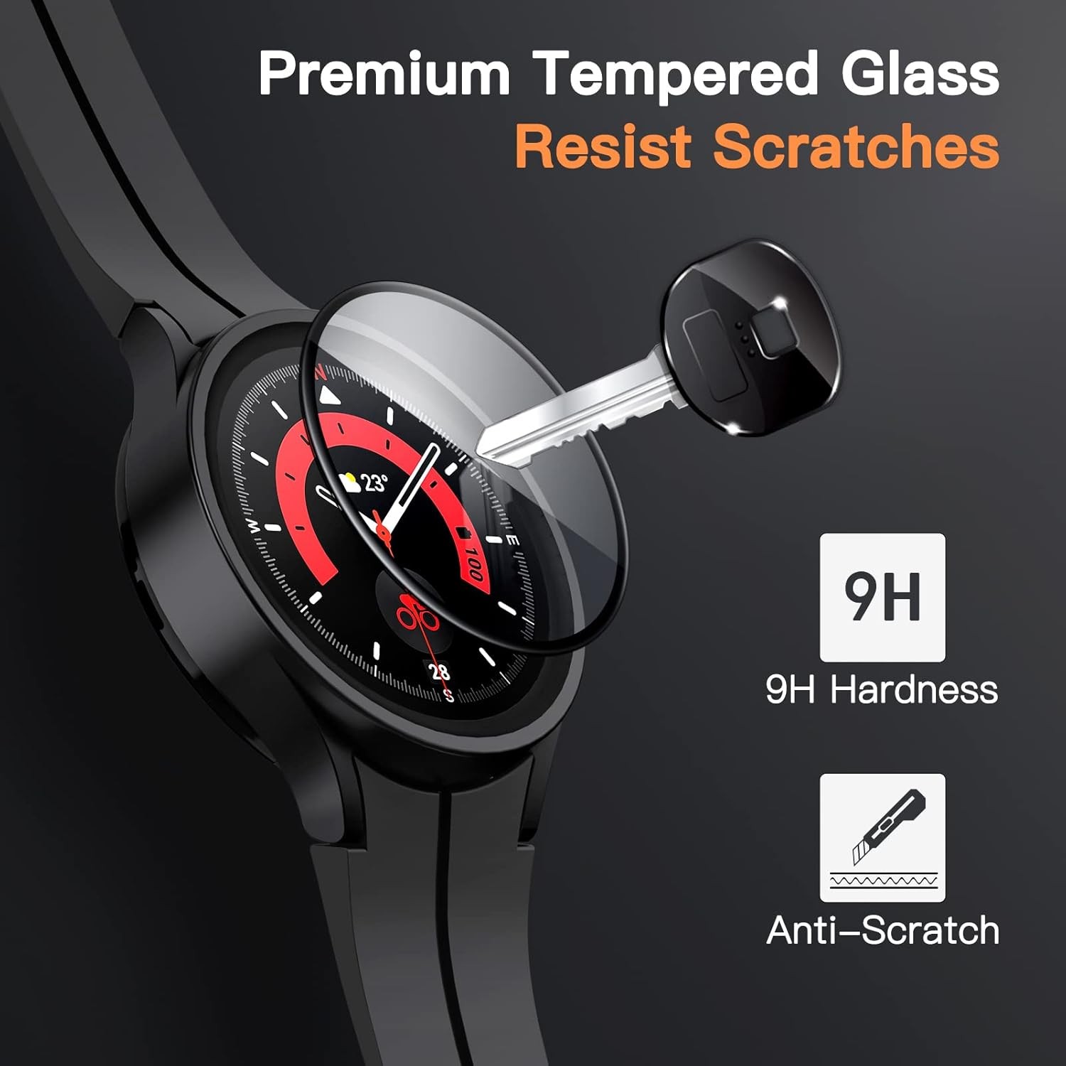 3 Pack Tempered Glass Screen Protector for Samsung Galaxy Watch 5 Pro 45mm HD Cl