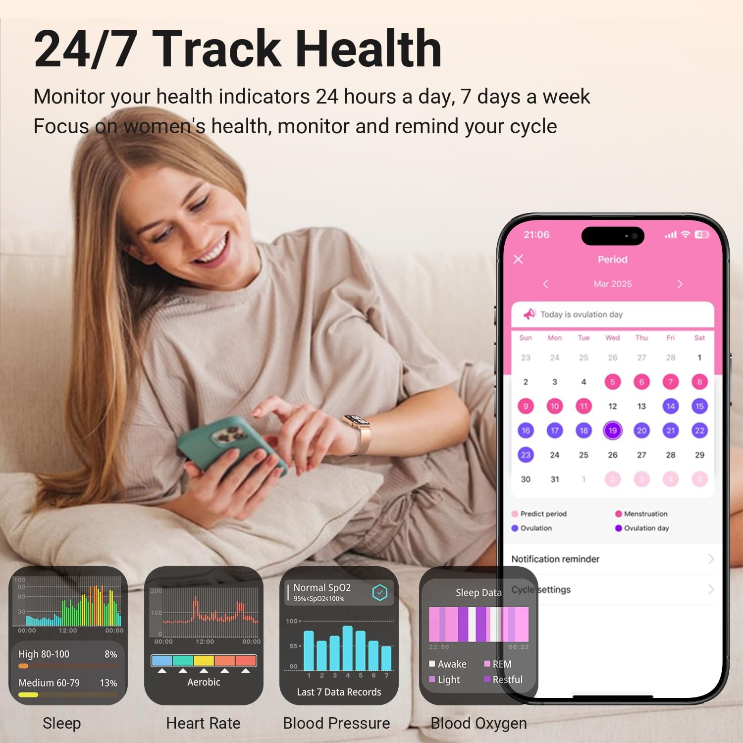 Women’s Smartwatch Fitness Tracker 1.83″ HD Answer Call Women’s Fitness