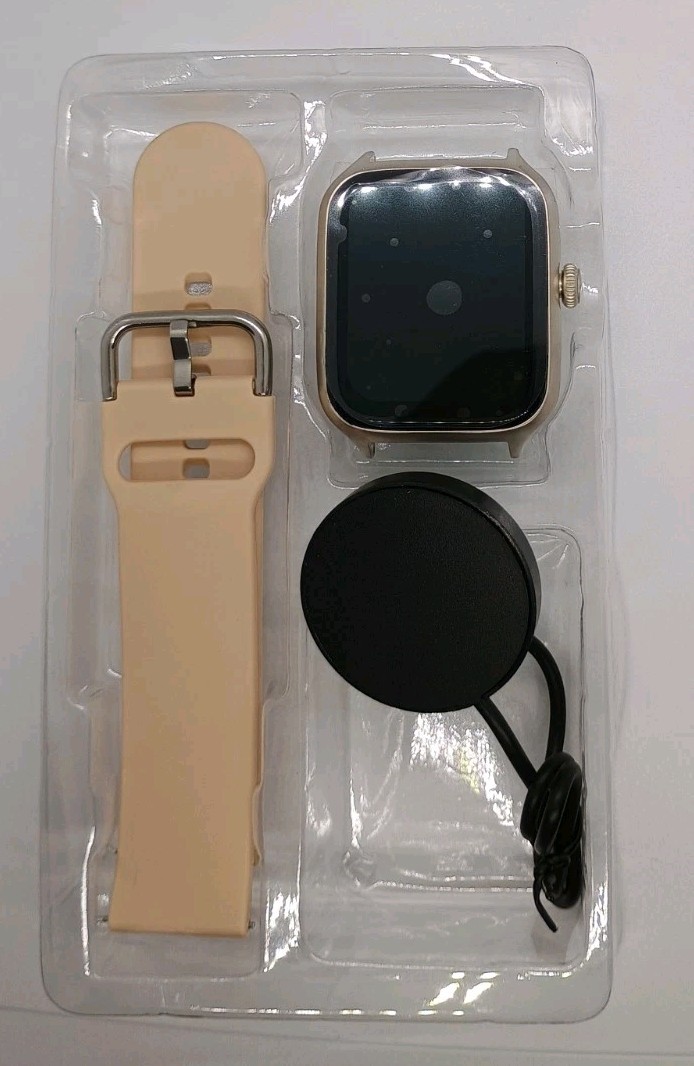 C20 Pro Smart Watch 45mm Gold Silicone Band Heart Rate Sleep Weather Music