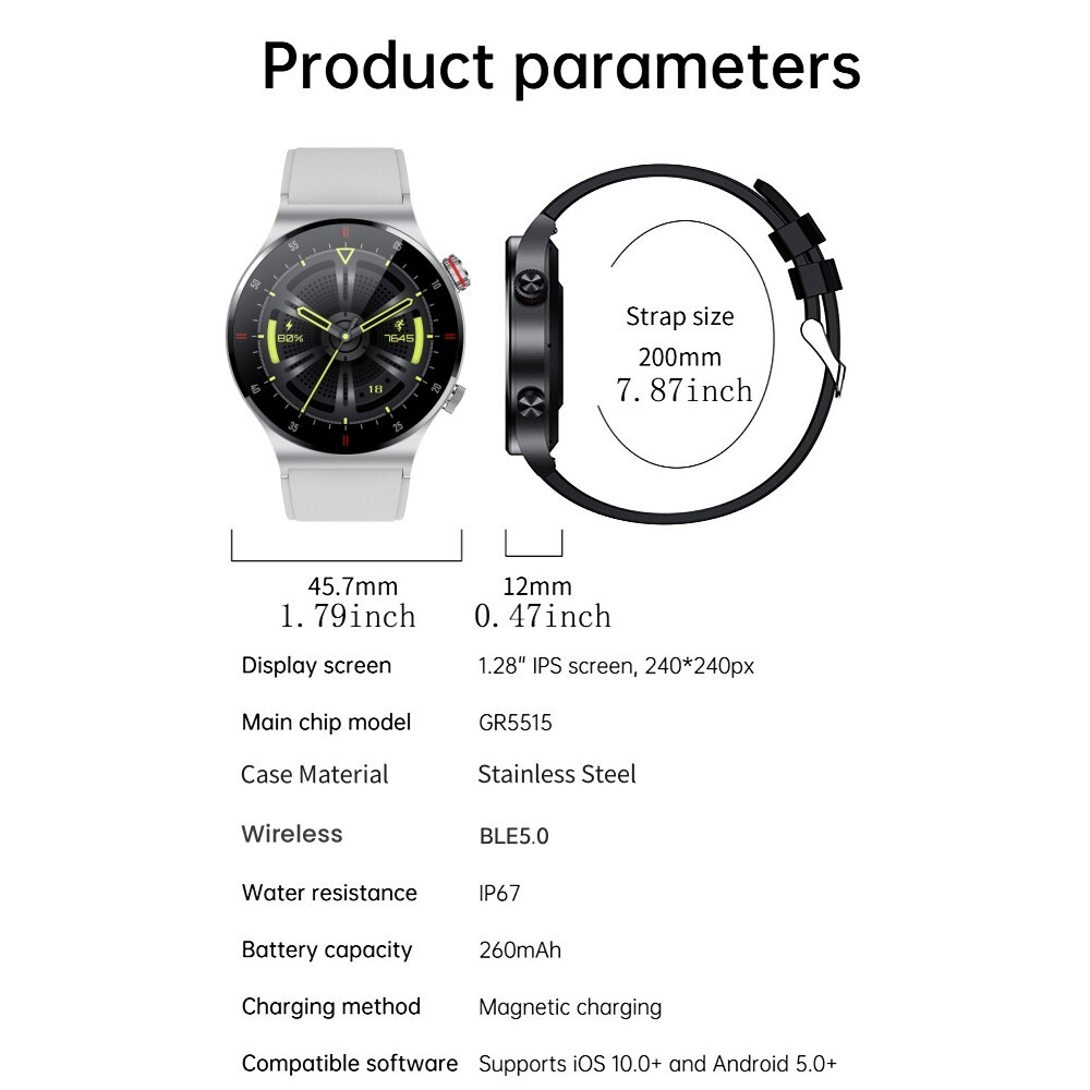 Smart Watch for Men(Call Receive/Dial) Rugged Fitness Tracker Blood Pressure NFC