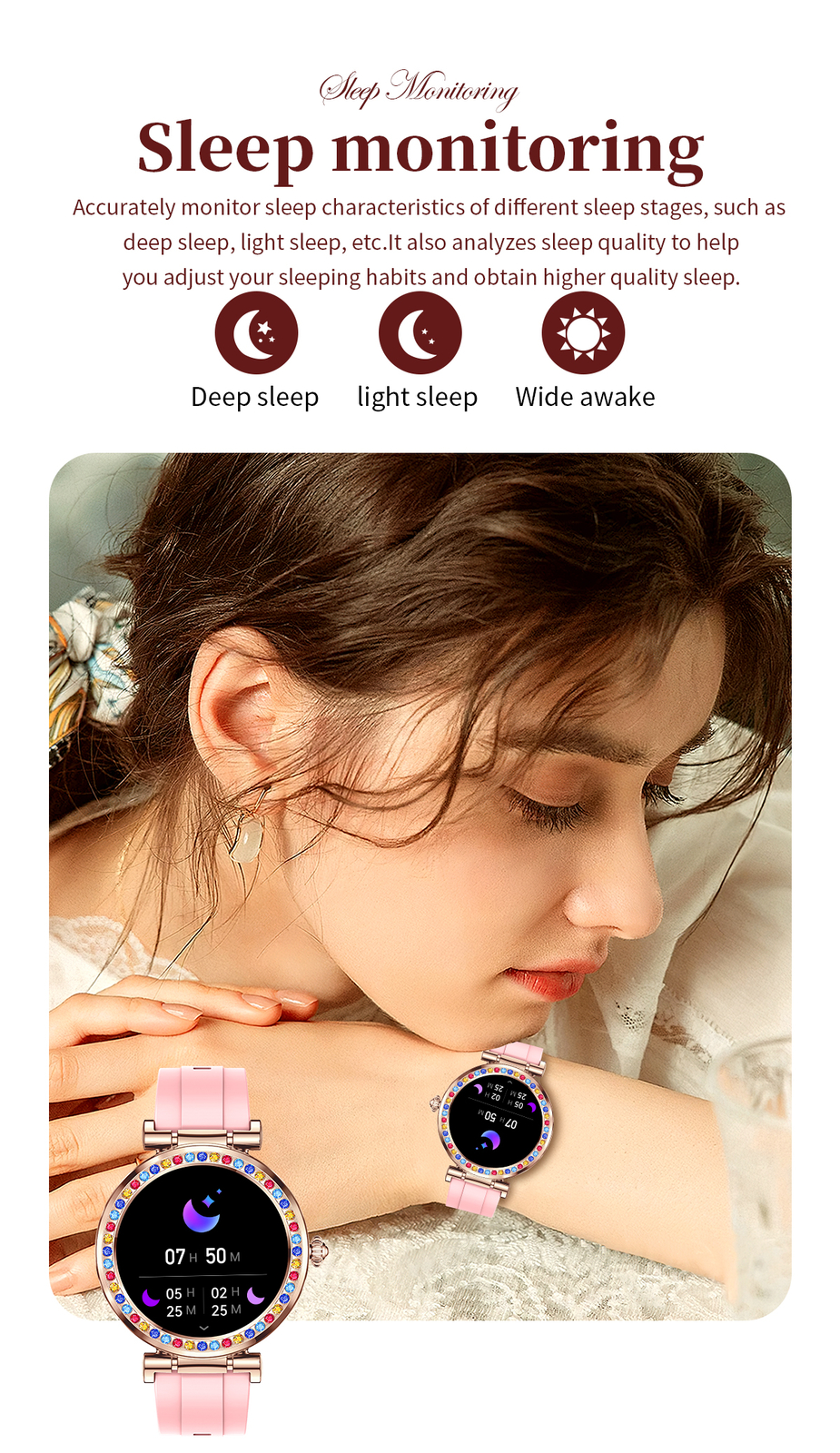 Bluetooth Smart Watch Bracelet Sport Fitness Tracker Fashion Lady Wristwatch