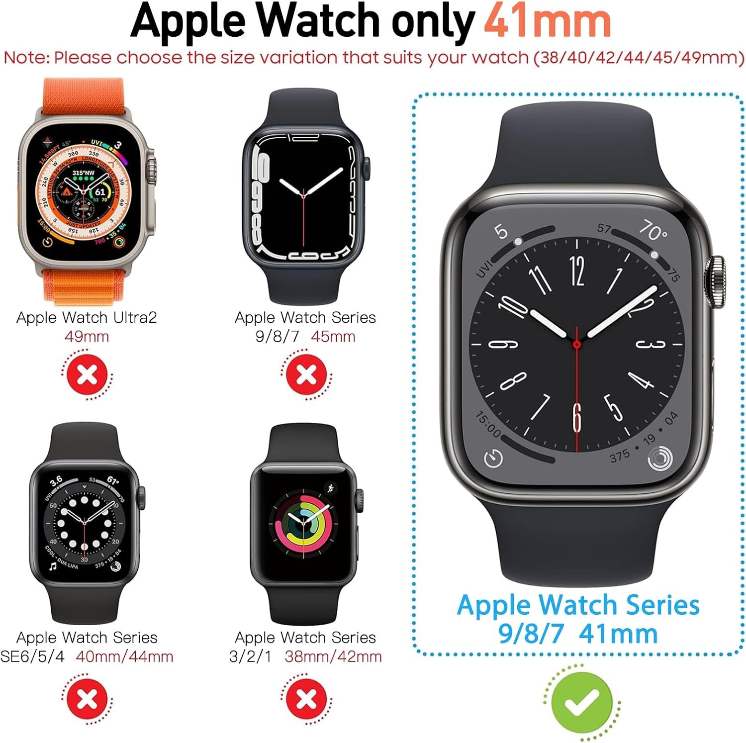 All-Around Screen Protector Case for Apple Watch 41mm Ultra-Thin Tempered Glass