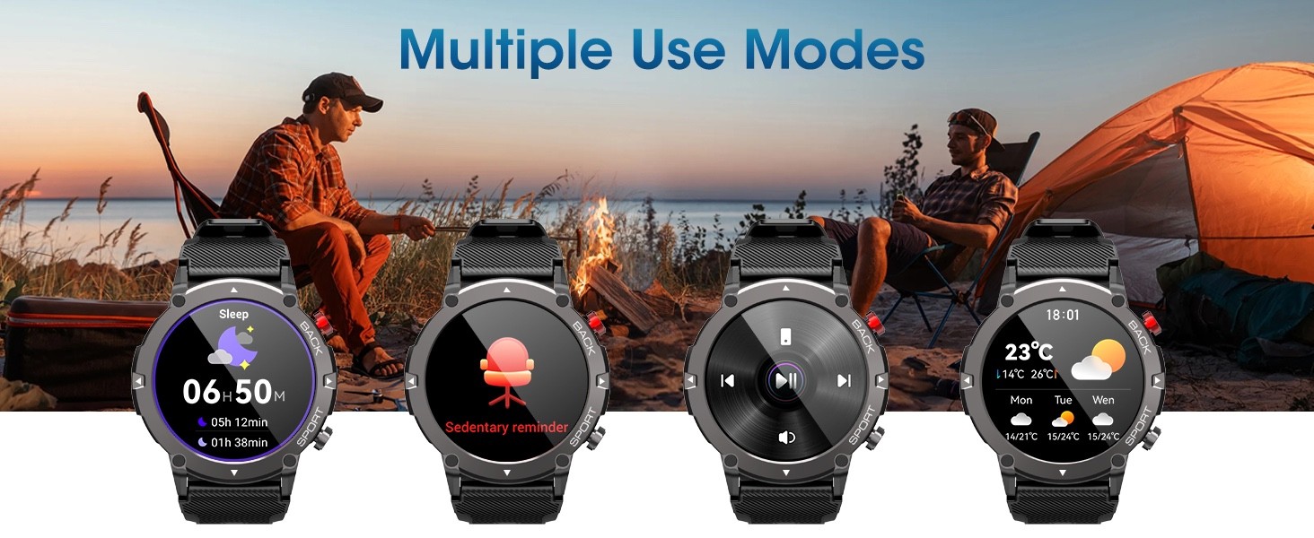 Smart Watch Android with Bluetooth Call Dial/Heart Rate Outdoor Sports waterproo