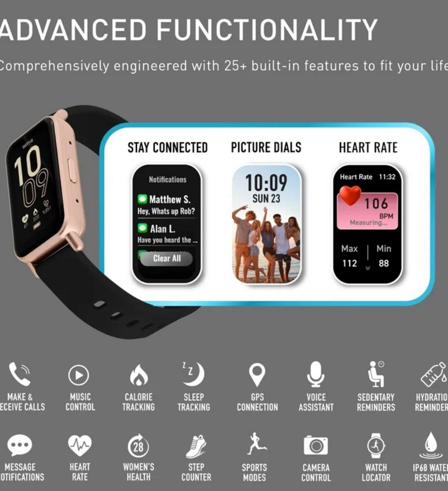 WITHit DYO Smartwatch Step Counter, Heart Rate,Music Control.Calling Smartwatch