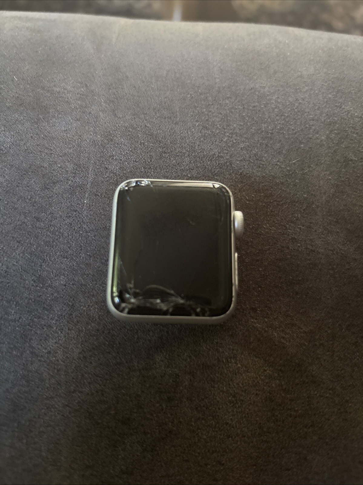 Apple Watch Series 3; 38mm, Aluminum Case. Works, crack in screen.