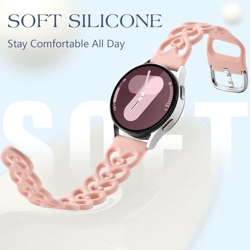 Double Hearts Soft Silicone Strap with Samsung Galaxy Watch 7 40mm Women Sport