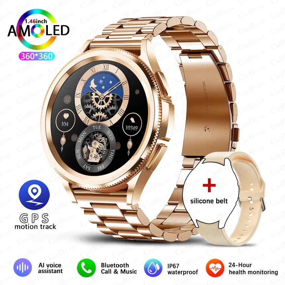 Smart Watch 6 Classic: GPS, health tracking, heart rate, waterproof, BT.