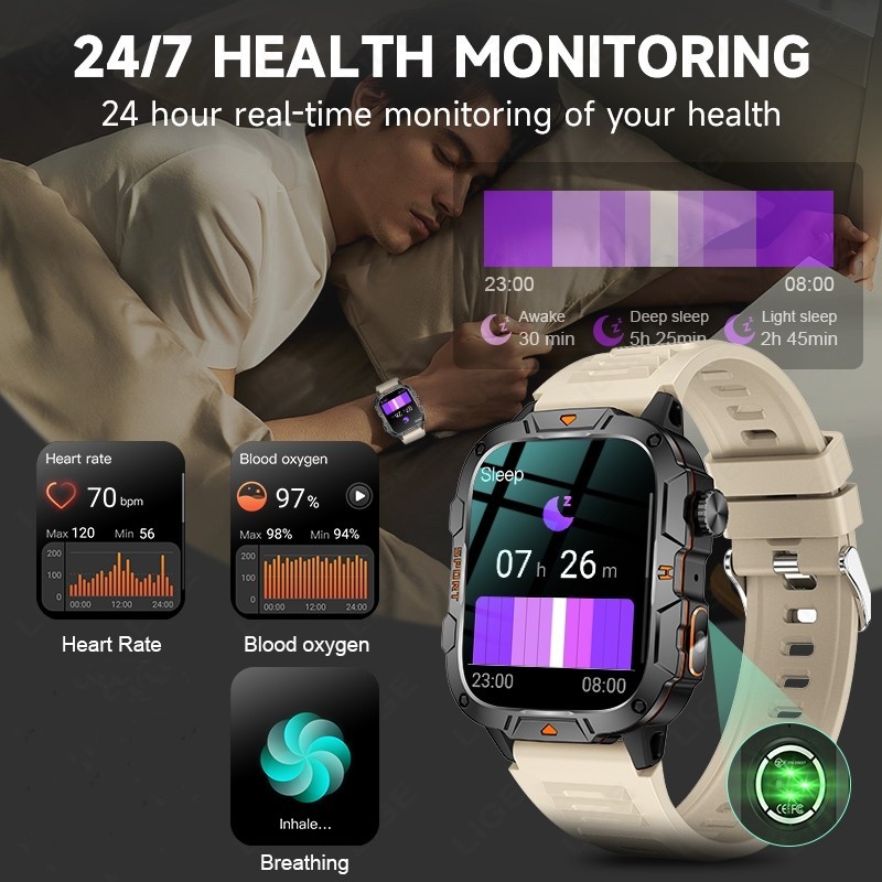 🔥Smart Watch Men Call Receive/Dial for iOS Android Health Monitor Waterproof