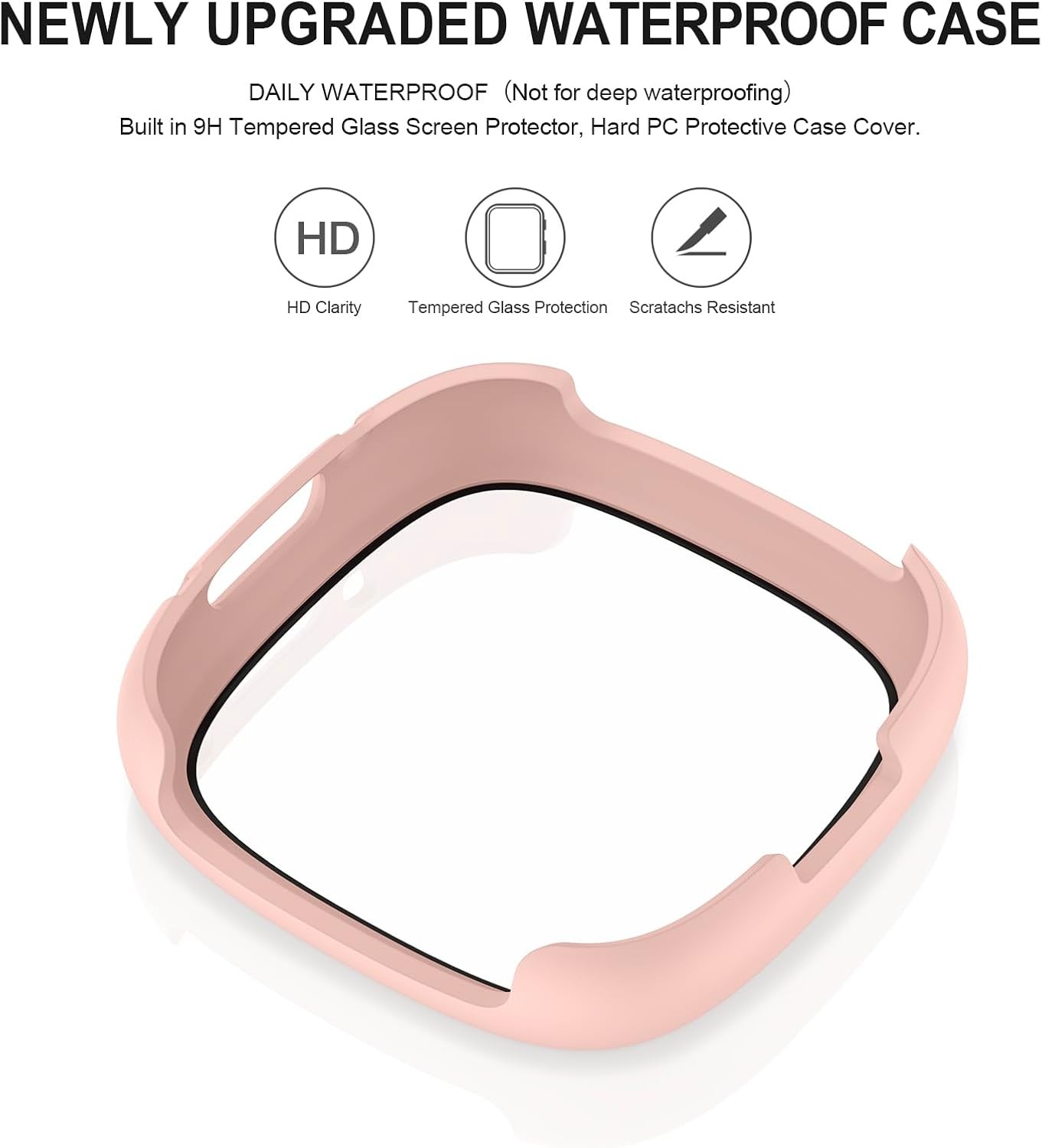 4-Pack Protective Case with Tempered Glass Screen Protectors for Fitbit Versa 4/