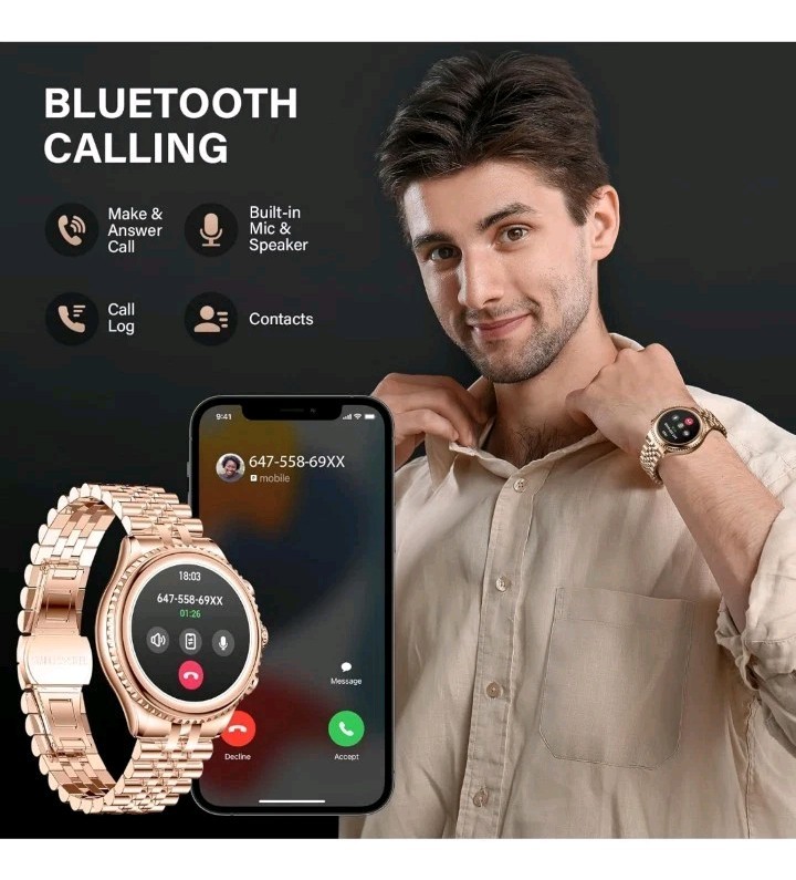 Smart Watch for Men, Rotating Dial (Axe-Cut Bezel) Smartwatch, 1