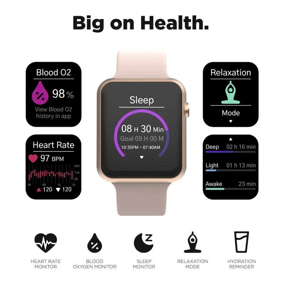 Brand New iTouch Air 4 Smartwatch TA4M01-C12 Rose Gold Case w/ Blush Strap