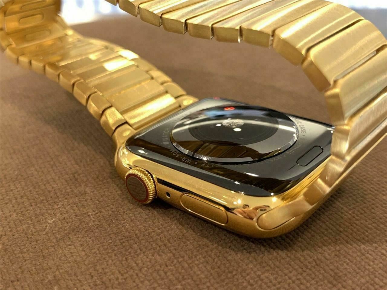 44mm Apple Watch Series 4, Stainless Steel, Custom 24K Gold Plated GPS LTE