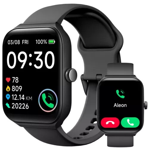 2024 New Men’s Women’s Sports For Smart Watch W/ Large Screen Silicone Y13 Black